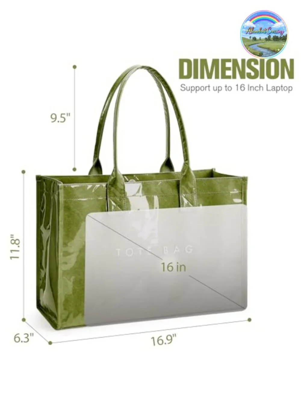 PVC Tote Bag Women's Large Capacity Work Handbag with Top Handle